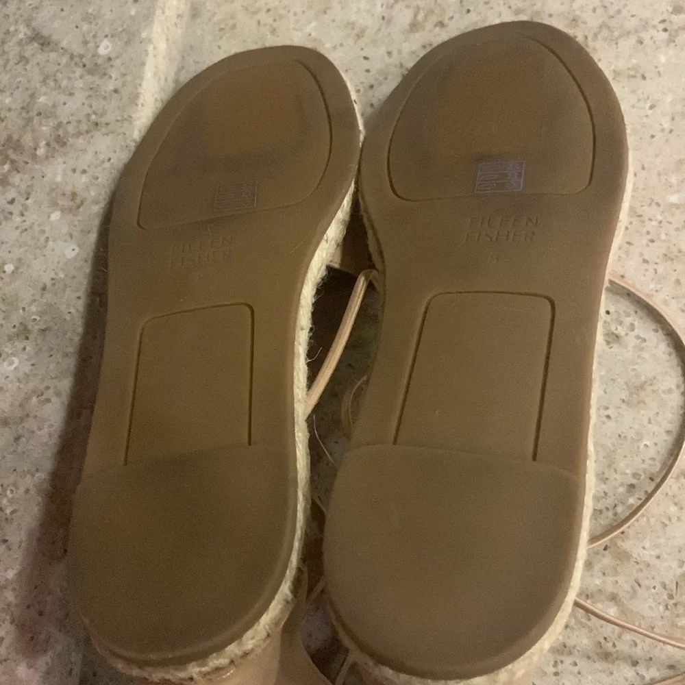 NWOT Eileen Fisher Lee d'Orsay Flat Leather Espadrille Sandals Size 8.5